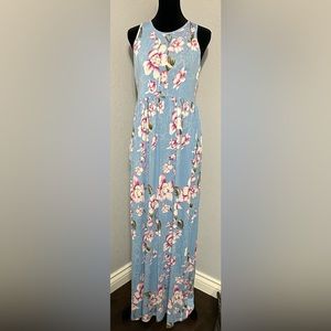 Sleeveless Racerback Loose Plain Maxi Dress